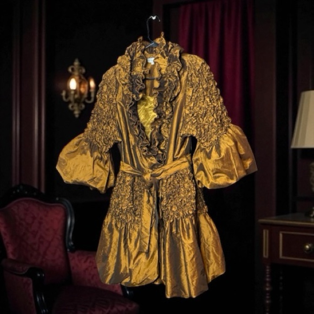Chez Vouz de France Bronze Ruffled Coat Dress Ruffled Victorian 2X